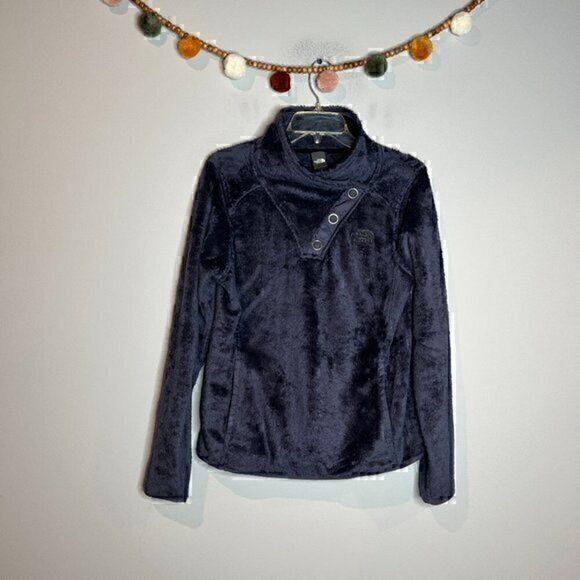 The North Face indigo Osito asymmetrical snap sweatshirt - Picture 1 of 6